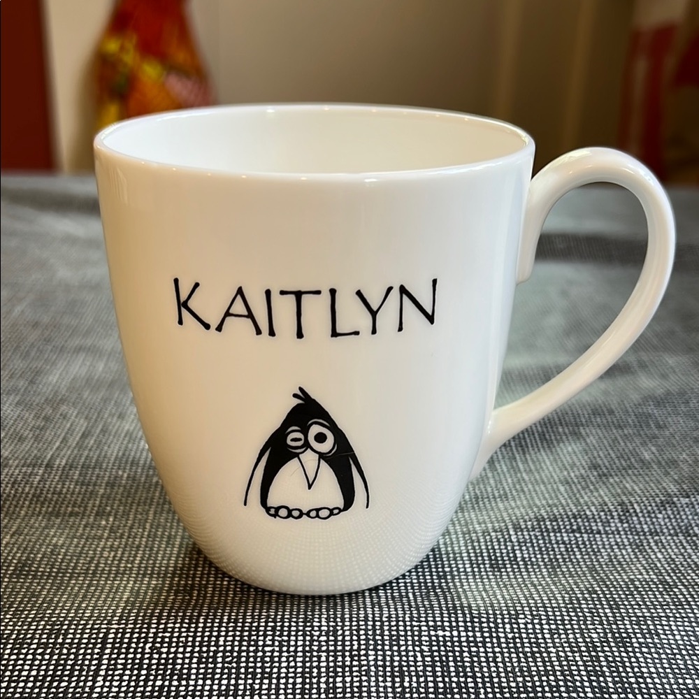 NWOT White Mug with Cartoon Bird and Name “Kaitlyn”
